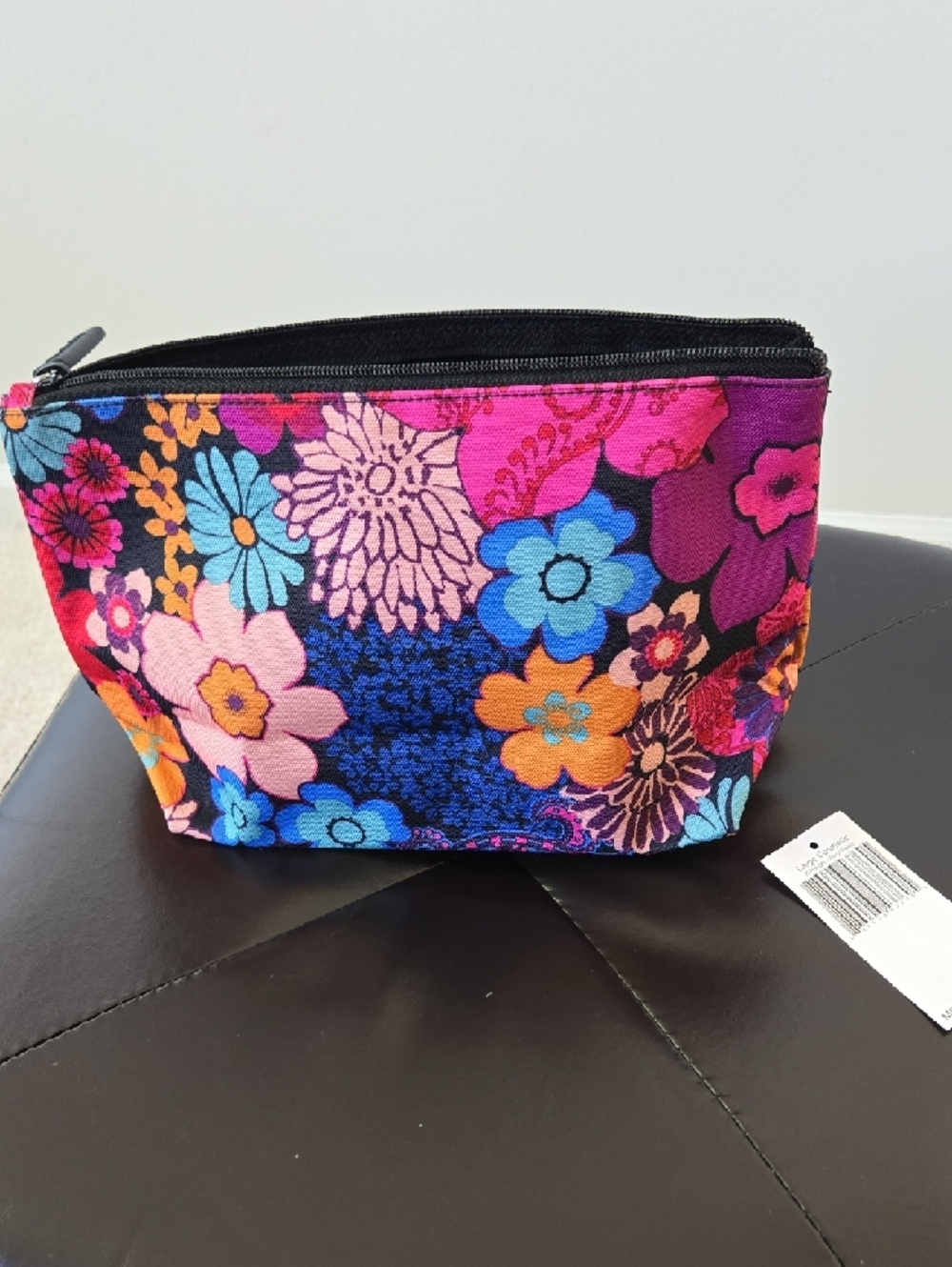 Vera Bradley Bold Floral Pink Purple Zip Cosmetic Pouches